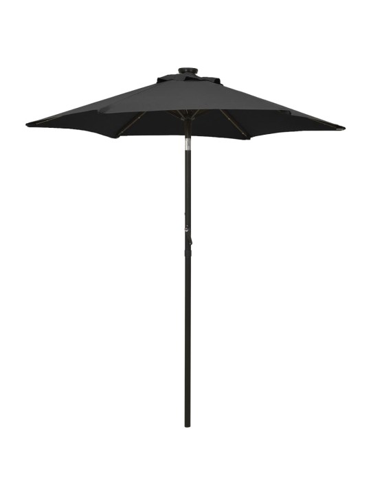 Zahradní slunečník s LED osvětlením černý 200 x 211 cm hliník