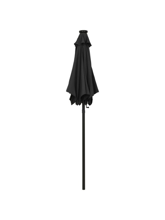 Zahradní slunečník s LED osvětlením černý 200 x 211 cm hliník