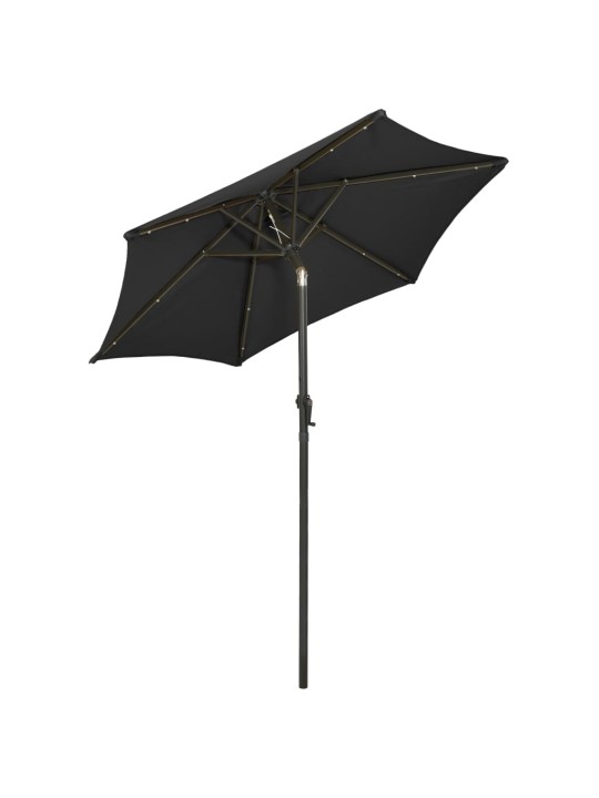 Zahradní slunečník s LED osvětlením černý 200 x 211 cm hliník
