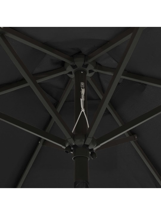 Zahradní slunečník s LED osvětlením černý 200 x 211 cm hliník