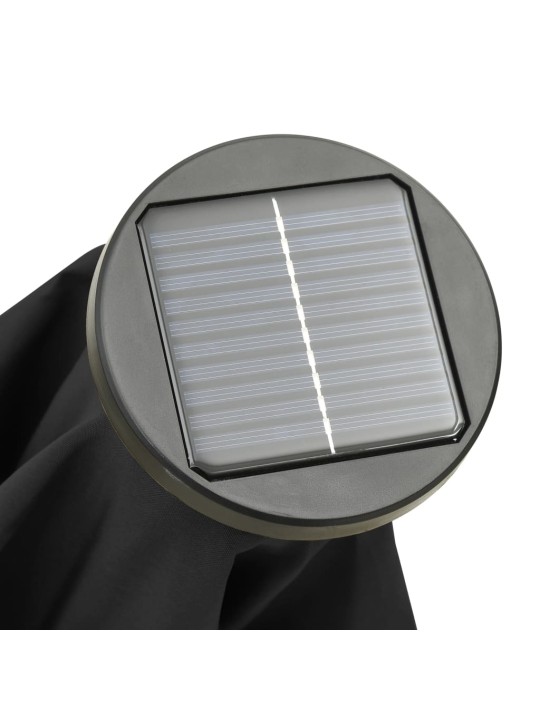 Zahradní slunečník s LED osvětlením černý 200 x 211 cm hliník