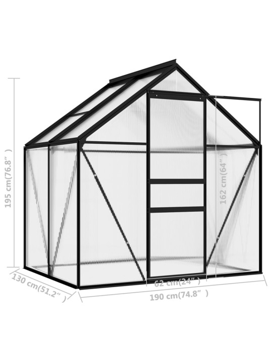 Skleník antracitový hliníkový 2,47 m²