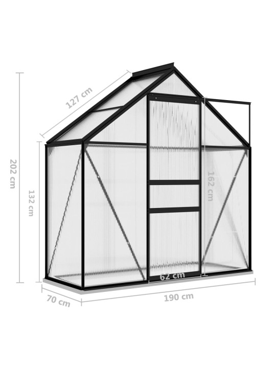 Skleník antracitový hliníkový 1,33 m²