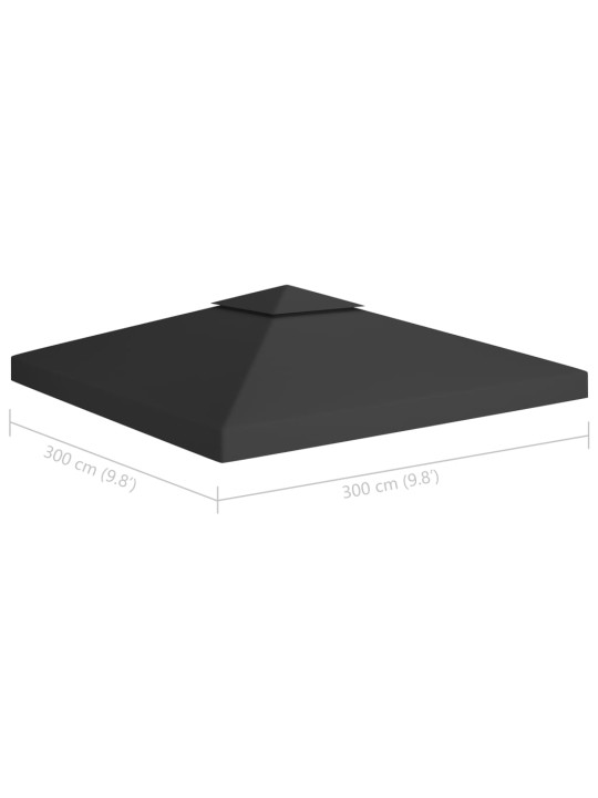 Dvojitá střecha na altán 310 g/m² 3 x 3 m černá