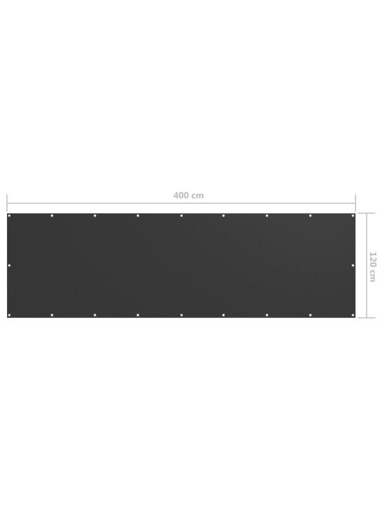 Balkónová zástěna antracitová 120 x 400 cm oxfordská látka