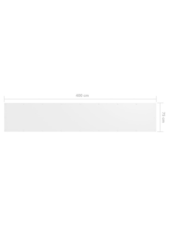 Balkónová zástěna bílá 75 x 400 cm oxfordská látka
