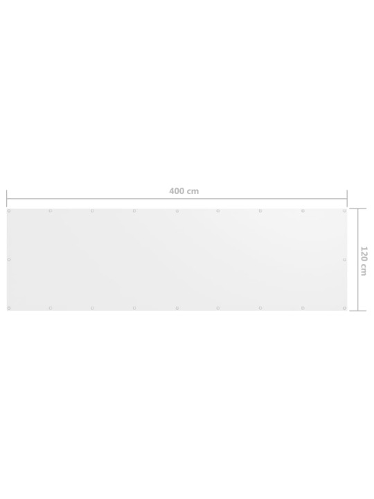 Balkónová zástěna bílá 120 x 400 cm oxfordská látka