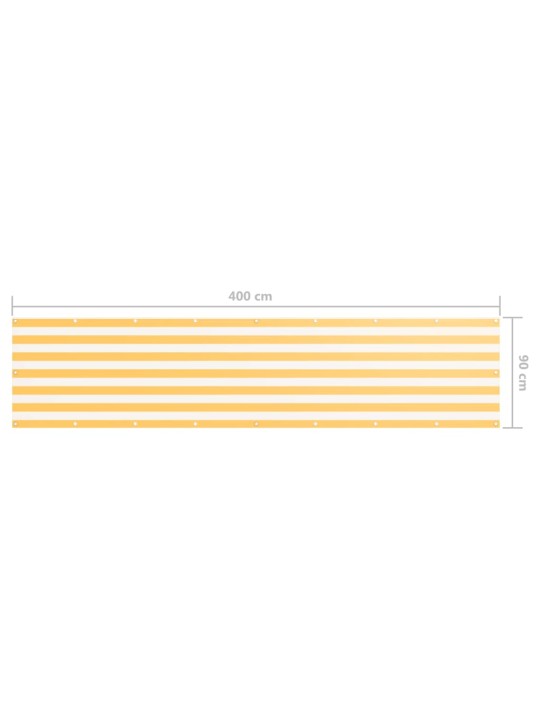 Balkónová zástěna bílá a žlutá 90 x 400 cm oxfordská látka