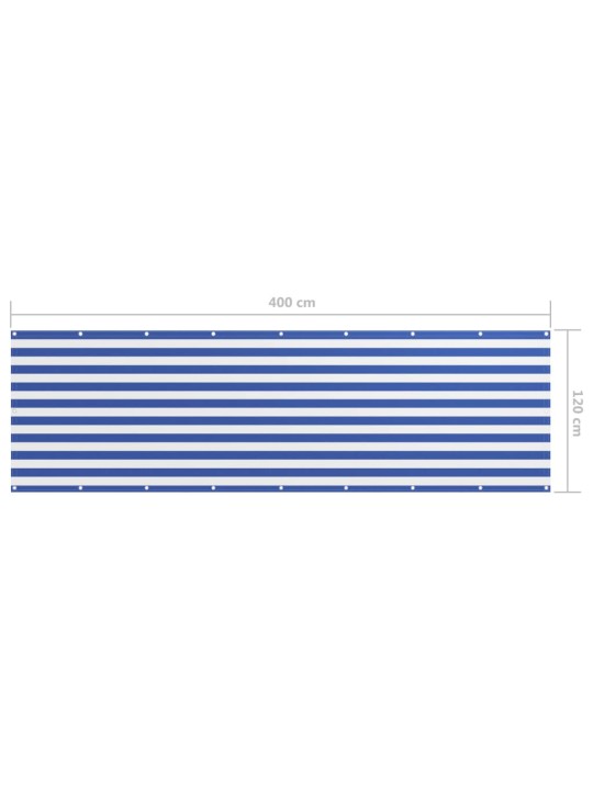 Balkónová zástěna bílomodrá 120 x 400 cm oxfordská látka