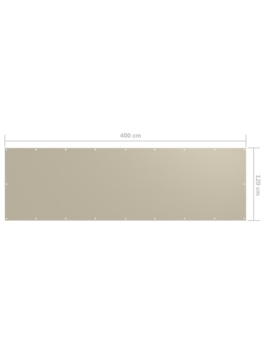 Balkónová zástěna béžová 120 x 400 cm oxfordská látka
