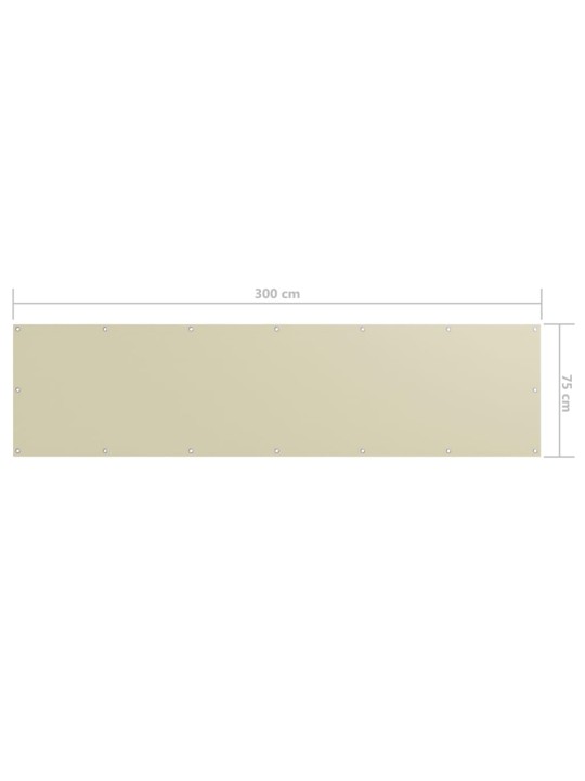 Balkónová zástěna krémová 75 x 300 cm oxfordská látka