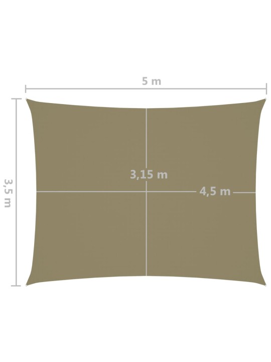 Stínící plachta oxfordská látka obdélníková 3,5 x 5 m béžová