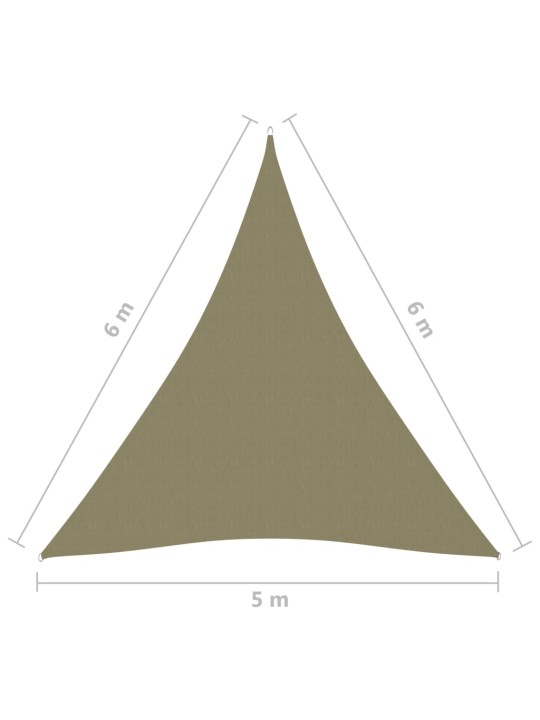Stínící plachta oxfordská látka trojúhelníková 5x6x6 m béžová