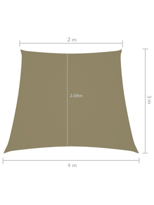 Stínicí plachta oxfordská látka lichoběžník 2/4 x 3 m béžová
