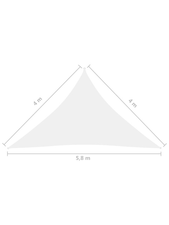 Stínící plachta oxfordská látka trojúhelník 4 x 4 x 5,8 m bílá