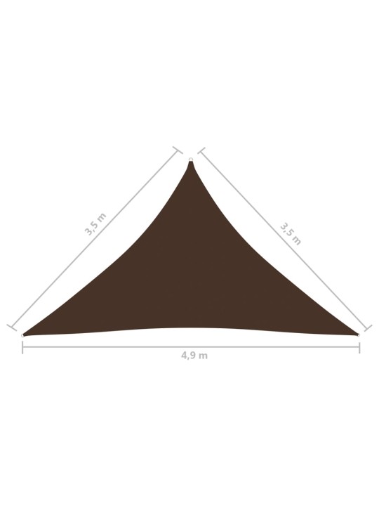 Stínící plachta oxfordská látka trojúhelník 3,5x3,5x4,9 m hnědá