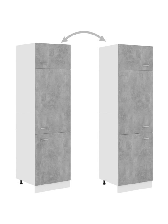 Skříň pro vestavnou lednici betonově šedá 60x57x207 kompozit