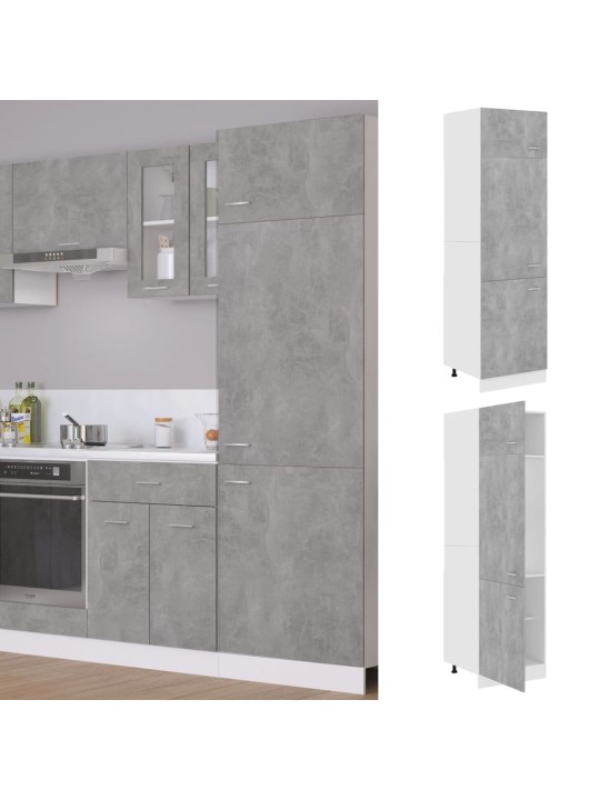 Skříň pro vestavnou lednici betonově šedá 60x57x207 kompozit