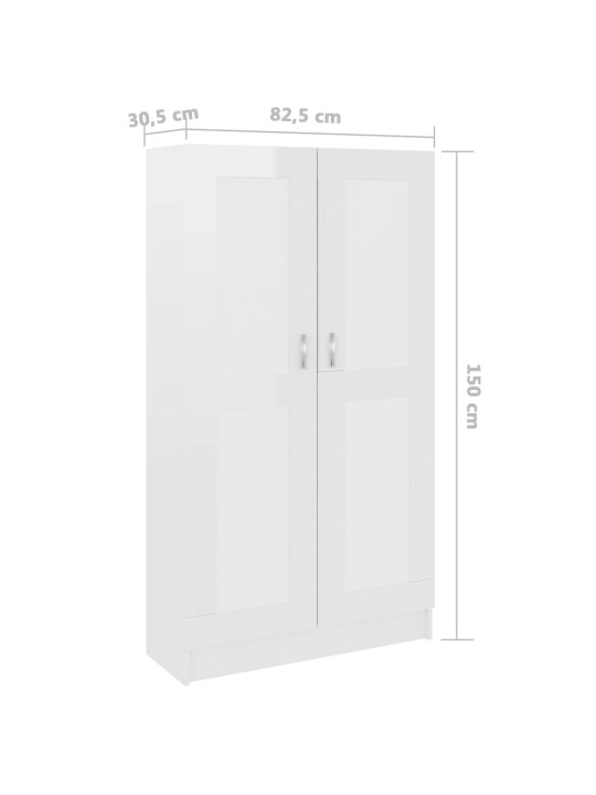 Knihovna bílá vysoký lesk 82,5 x 30,5 x 150 cm kompozitní dřevo