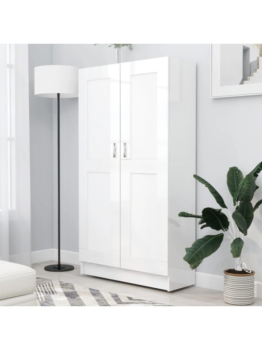 Knihovna bílá vysoký lesk 82,5 x 30,5 x 150 cm kompozitní dřevo