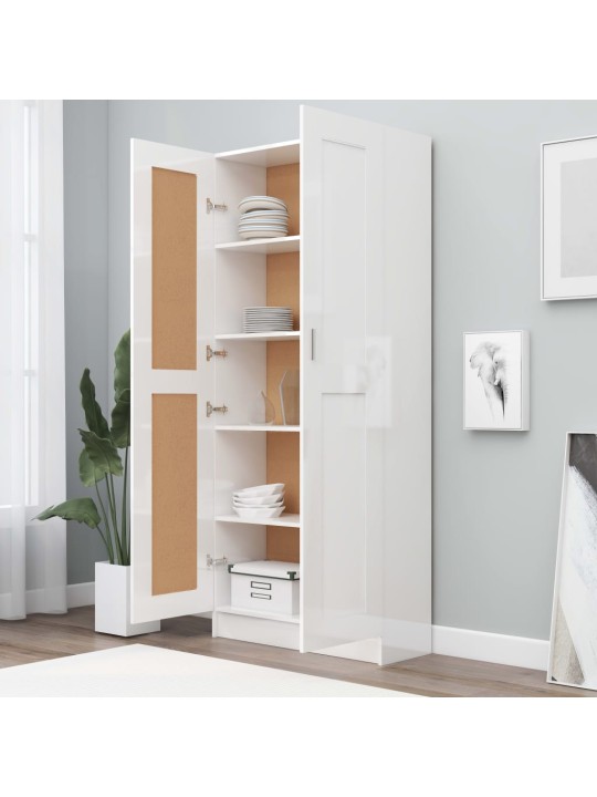 Knihovna bílá vysoký lesk 82,5x30,5x185,5 cm kompozitní dřevo