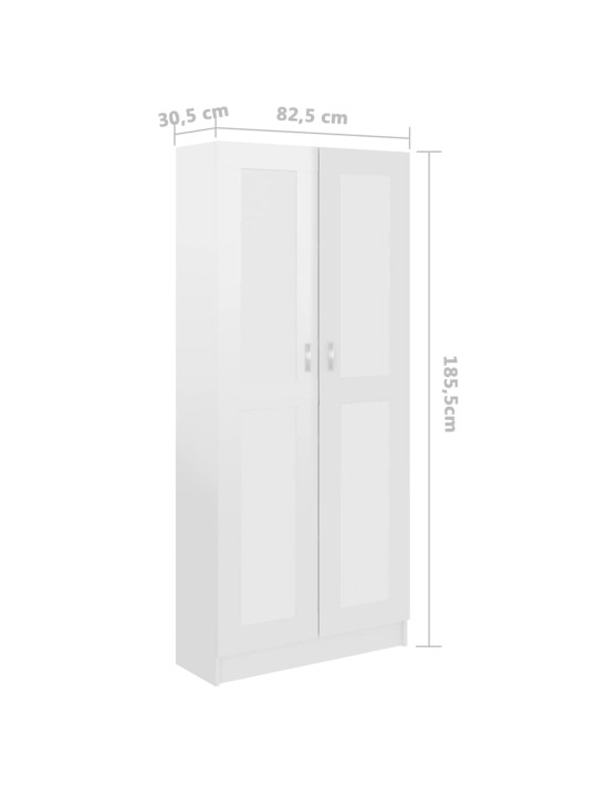 Knihovna bílá vysoký lesk 82,5x30,5x185,5 cm kompozitní dřevo