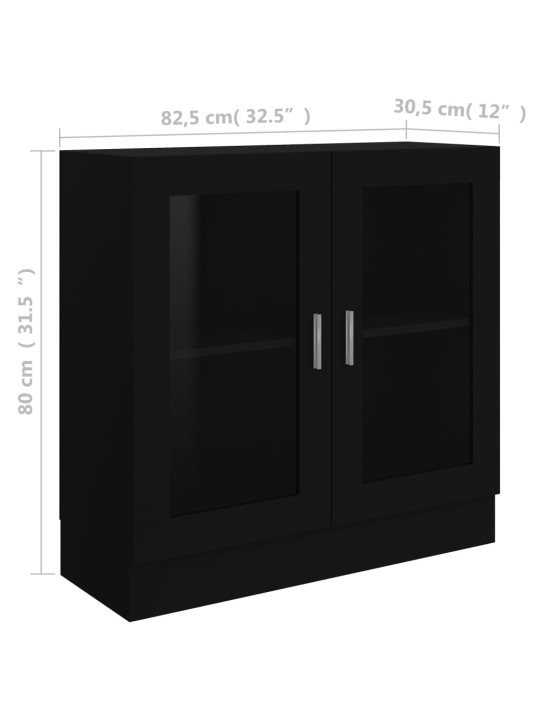 Prosklená skříň černá 82,5 x 30,5 x 80 cm kompozitní dřevo