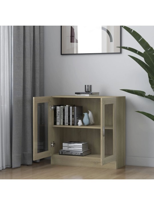 Prosklená skříň dub sonoma 82,5 x 30,5 x 80 cm kompozitní dřevo