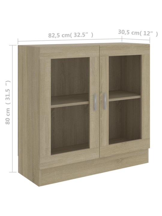 Prosklená skříň dub sonoma 82,5 x 30,5 x 80 cm kompozitní dřevo