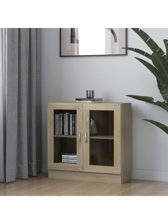 Prosklená skříň dub sonoma 82,5 x 30,5 x 80 cm kompozitní dřevo
