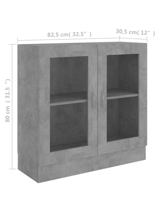 Prosklená skříň betonově šedá 82,5x30,5x80 cm kompozitní dřevo