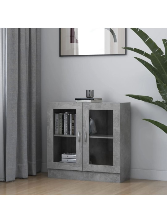 Prosklená skříň betonově šedá 82,5x30,5x80 cm kompozitní dřevo