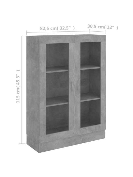 Prosklená skříň betonově šedá 82,5x30,5x115 cm kompozitní dřevo