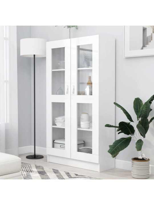 Prosklená skříň bílá 82,5 x 30,5 x 150 cm kompozitní dřevo