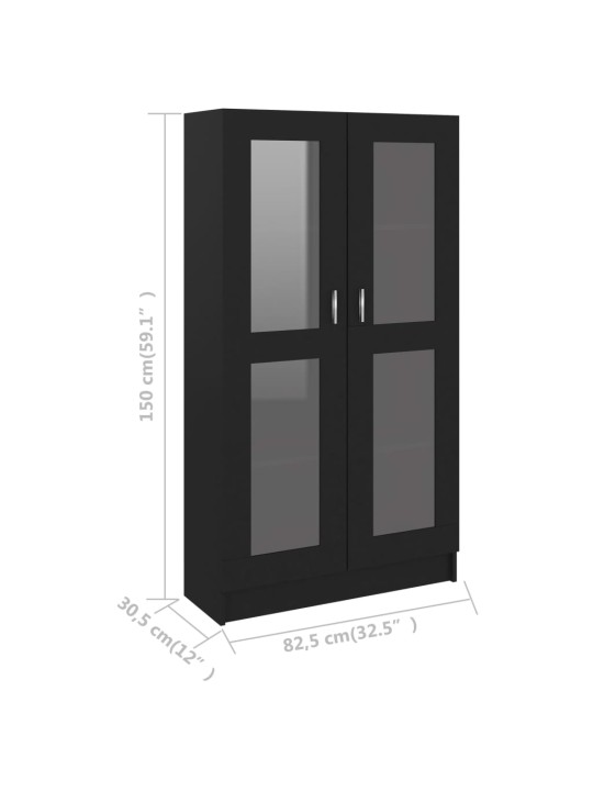 Prosklená skříň černá 82,5 x 30,5 x 150 cm kompozitní dřevo