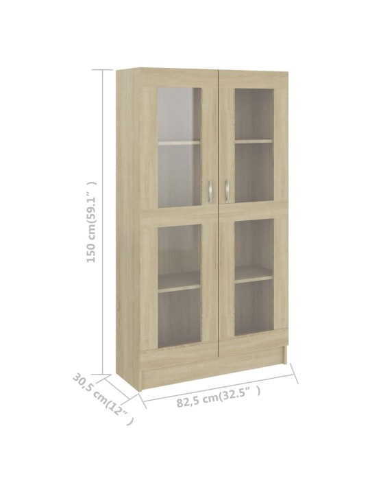 Prosklená skříň dub sonoma 82,5x30,5x150 cm kompozitní dřevo