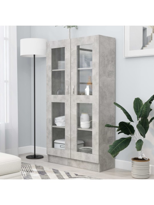 Prosklená skříň betonová šedá 82,5x30,5x150 cm kompozitní dřevo