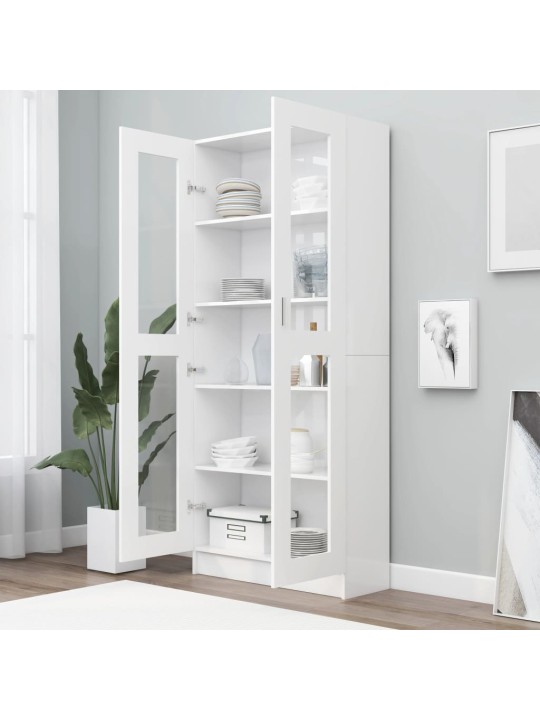 Prosklená skříň bílá 82,5 x 30,5 x 185,5 cm kompozitní dřevo
