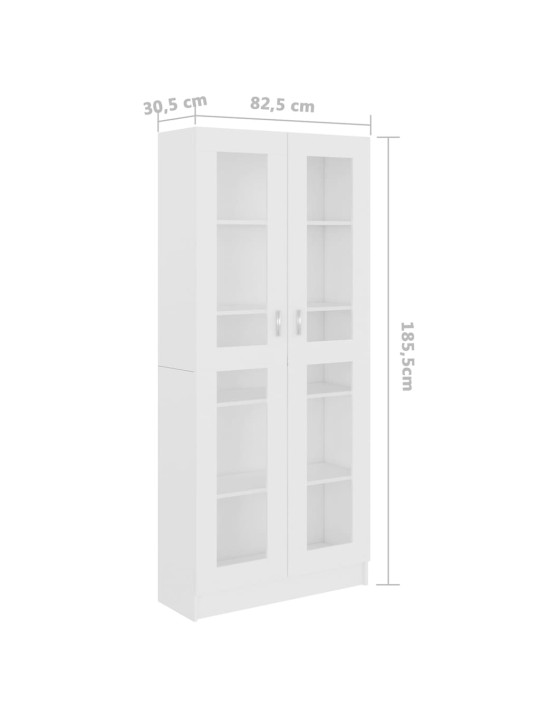 Prosklená skříň bílá 82,5 x 30,5 x 185,5 cm kompozitní dřevo