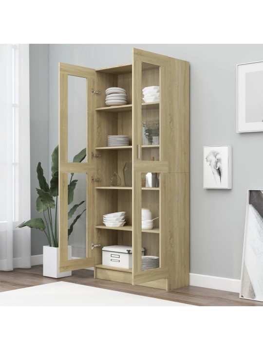 Prosklená skříň dub sonoma 82,5x30,5x185,5 cm kompozitní dřevo