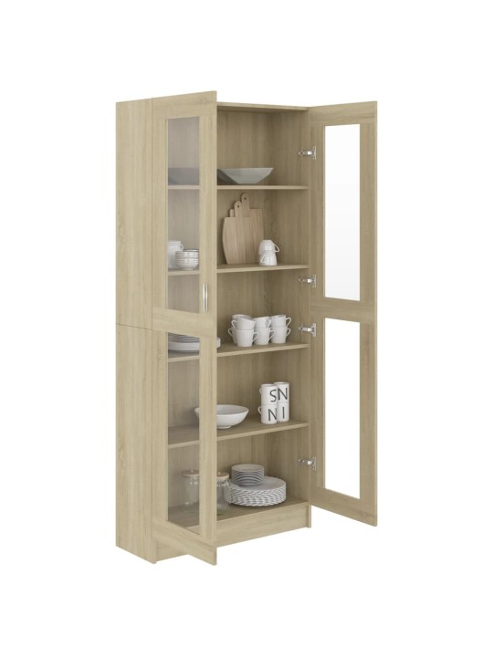 Prosklená skříň dub sonoma 82,5x30,5x185,5 cm kompozitní dřevo