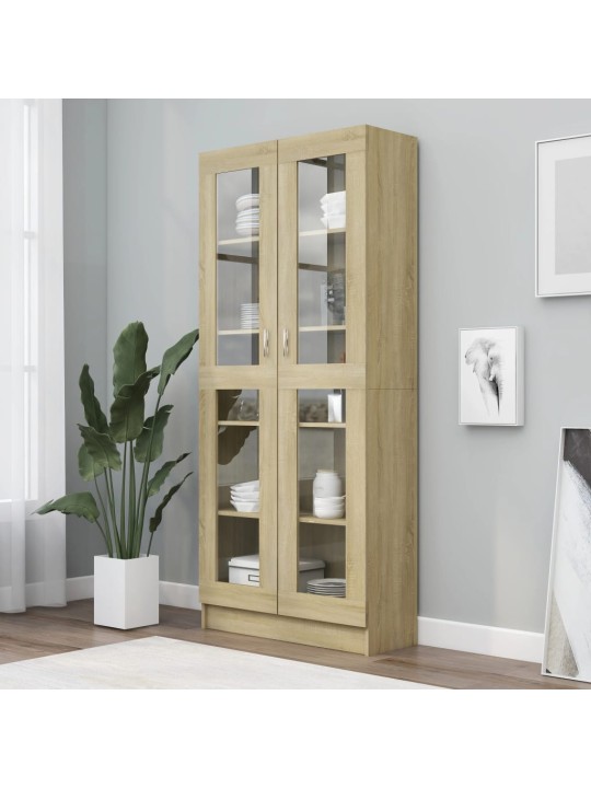 Prosklená skříň dub sonoma 82,5x30,5x185,5 cm kompozitní dřevo