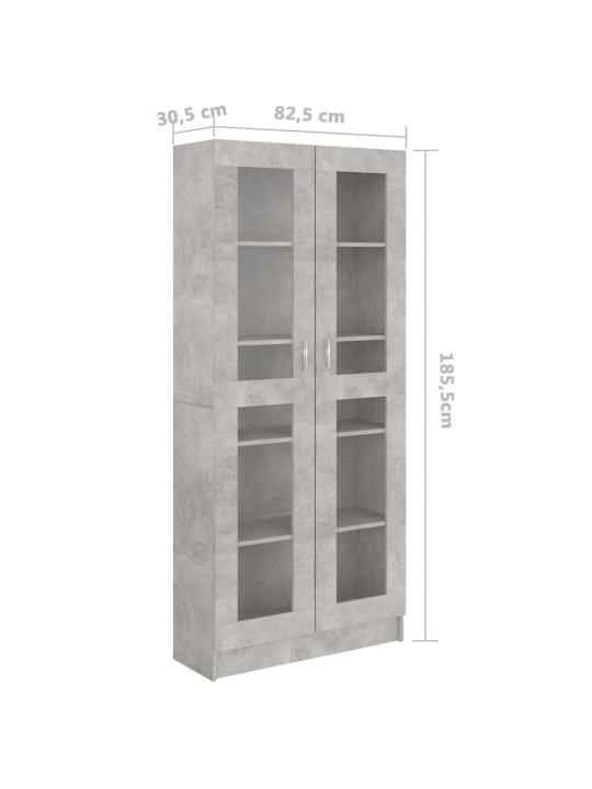 Prosklená skříň betonově šedá 82,5 x 30,5 x 185,5 cm kompozit