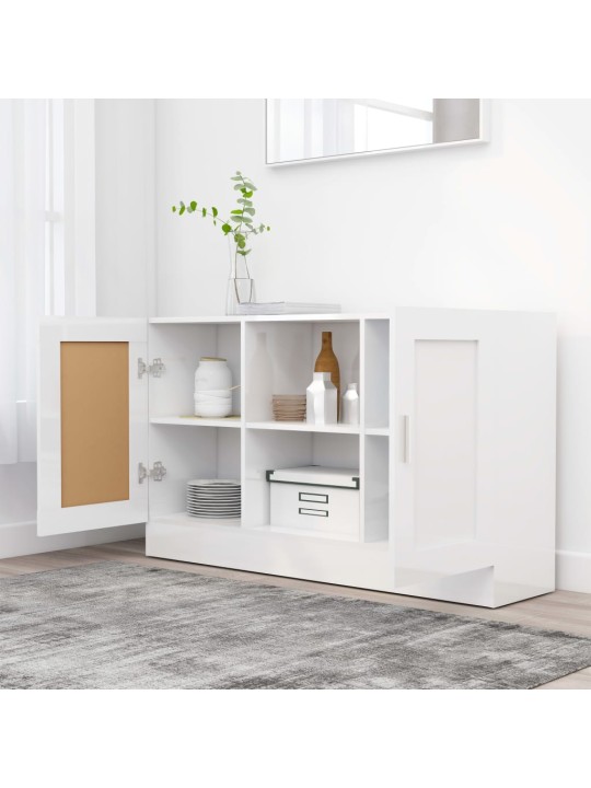 Příborník bílý vysoký lesk 120 x 30,5 x 70 cm kompozitní dřevo