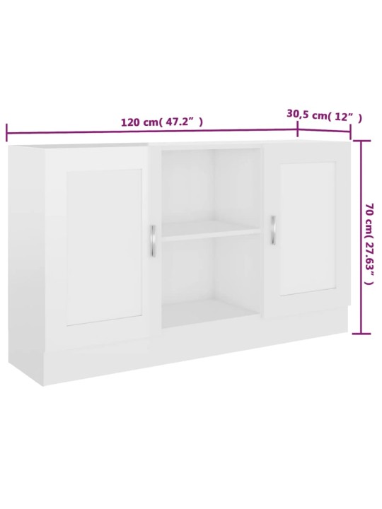 Příborník bílý vysoký lesk 120 x 30,5 x 70 cm kompozitní dřevo