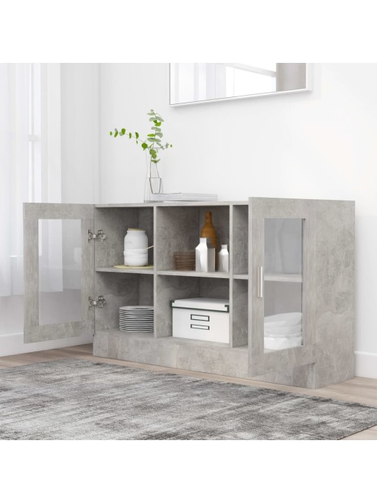 Prosklená skříň betonová šedá 120x30,5x70 cm kompozitní dřevo