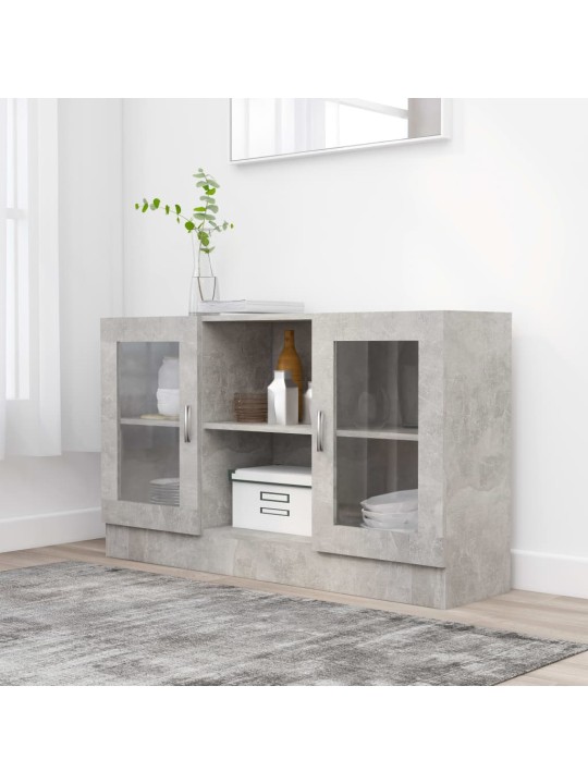 Prosklená skříň betonová šedá 120x30,5x70 cm kompozitní dřevo