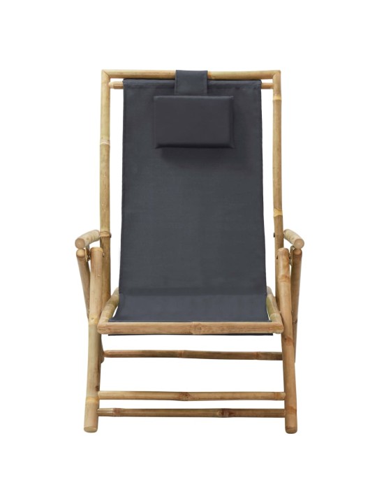 Polohovací relaxační křeslo tmavě šedé bambus a textil