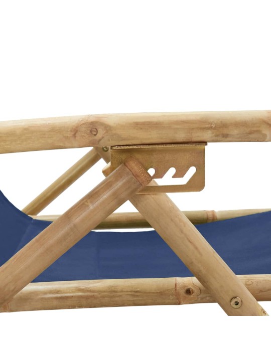 Polohovací relaxační křeslo námořnicky modré bambus a textil