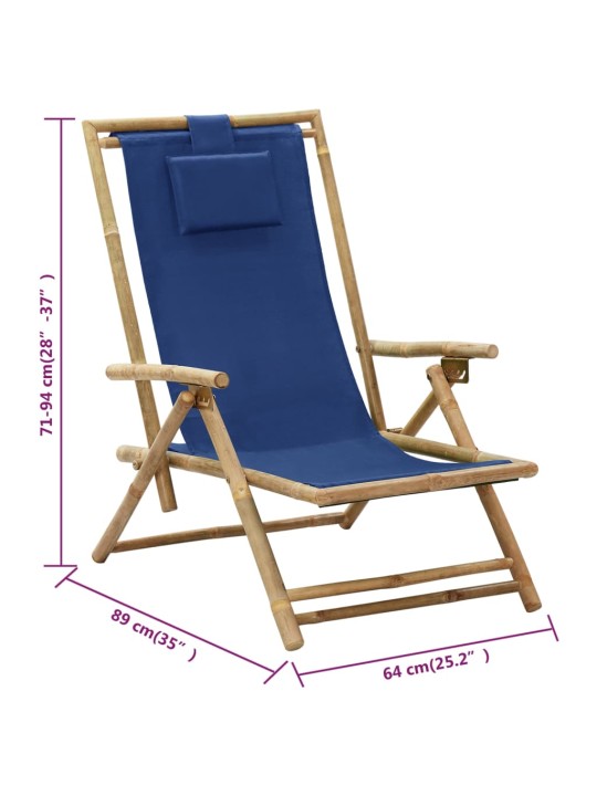 Polohovací relaxační křeslo námořnicky modré bambus a textil